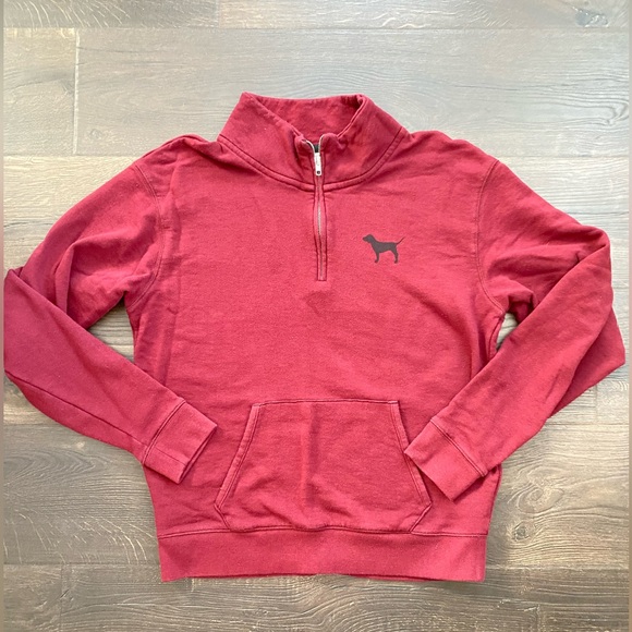 PINK Victoria's Secret Tops - Victorias Secret PINK Burgandy Quarter Zip Pullover Sweater size  M